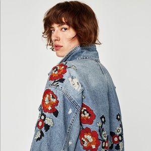 Zara Embroidered Denim Jacket NWT